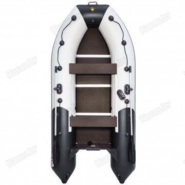 Надувная 4-местная ПВХ лодка Ривьера Компакт 3600 СК (светло-серый/черный)